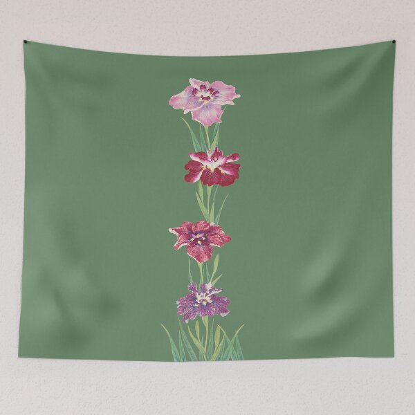 Item preview, Japanese Vintage Watercolor Illustration of 4 Iris Flowers designed and sold by Starpuffdesign.