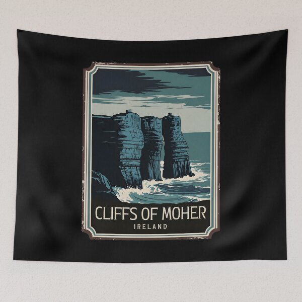 Item preview, A Vintage Travel Art of the Cliffs of Moher - Ireland  designed and sold by GoodOldVintage.
