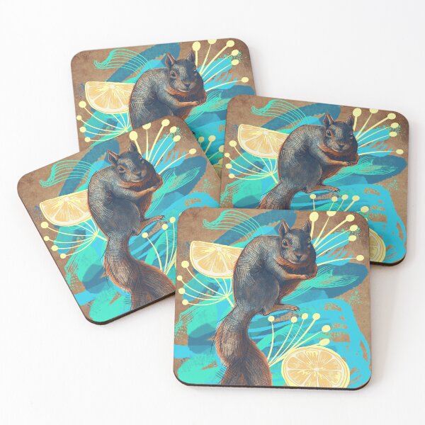 Item preview, Squirrel with Lemons, Maximalist Illustration designed and sold by Free-Spirit-Meg.