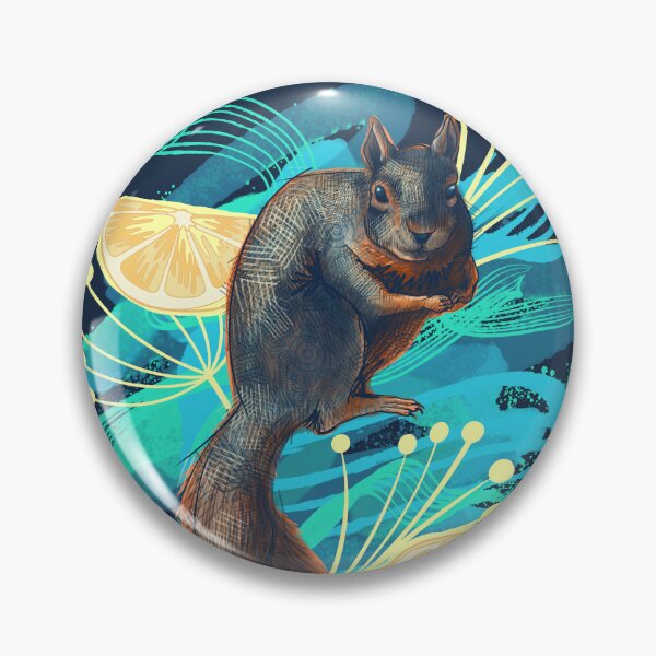Item preview, Squirrel with Lemons, Maximalist Illustration designed and sold by Free-Spirit-Meg.