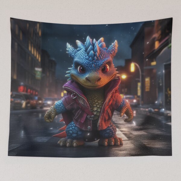 Item preview, Cool Dragon Kid in a Rainy City Street designed and sold by Hakubiya.