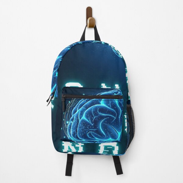 Item preview, Quiet the Noise - Neon Blue Brain Cyberpunk Art for Mindfulness & Focus designed and sold by ArtiQreate.