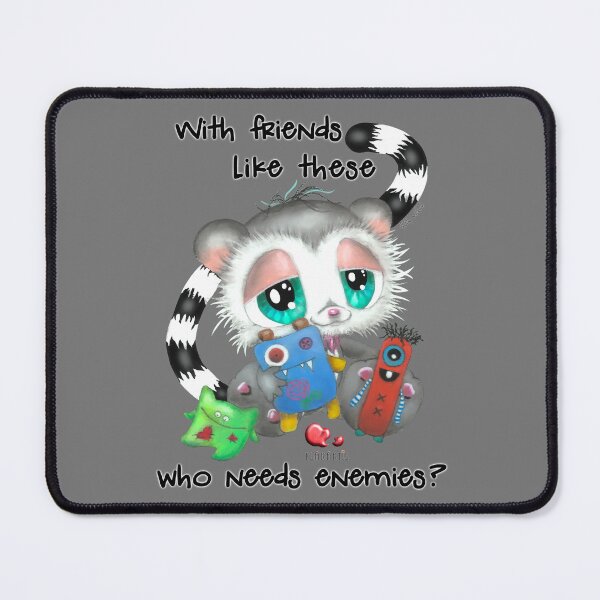 Item preview, Lemur Playing with Weird Toys – With Friends Like These Who Needs Enemies Hand Drawn Art designed and sold by Plakartis.