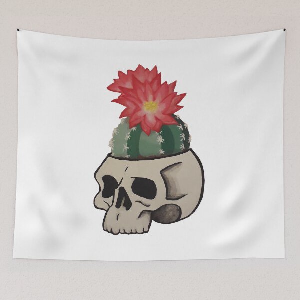 Item preview, Skull Cactus Bloom – Dark Botanical Tattoo Art designed and sold by Compotica27.