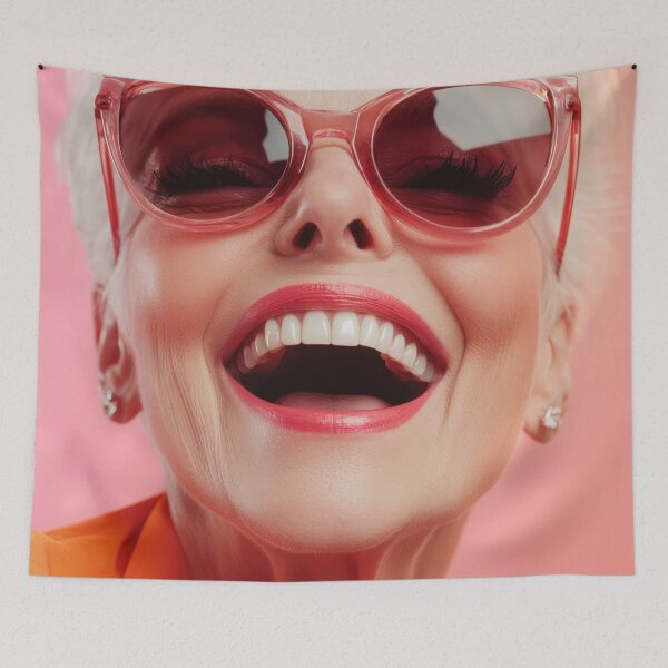 Item preview, Happy woman in pink shades designed and sold by anytka.