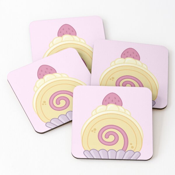 Item preview, Strawberry Swiss Roll – Whimsical Dessert Art designed and sold by Amimi-Makes.