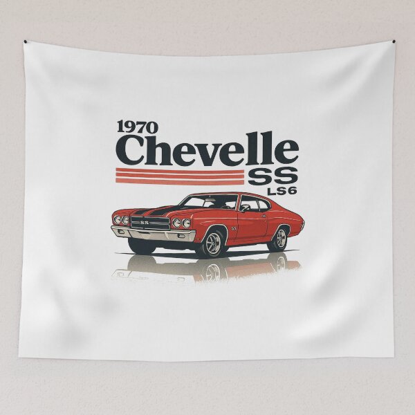 Item preview, 1970 Chevelle SS LS6 in Red with Black Stripes – Bold Retro Muscle Car Graphic designed and sold by TheArtOfCar.