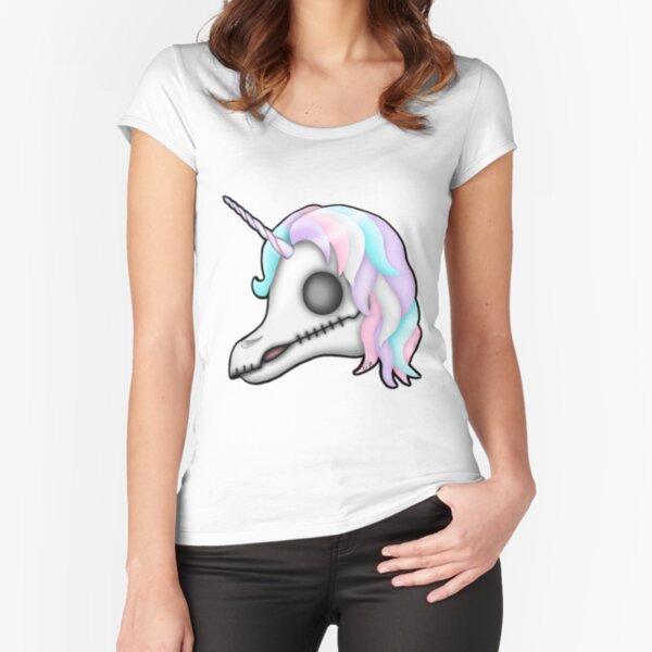 My Little Dead Unicorn | Rainbow Unicorn Skull | White Fitted Scoop T-Shirt