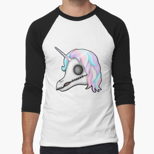 My Little Dead Unicorn | Rainbow Unicorn Skull | White Baseball ¾ Sleeve T-Shirt