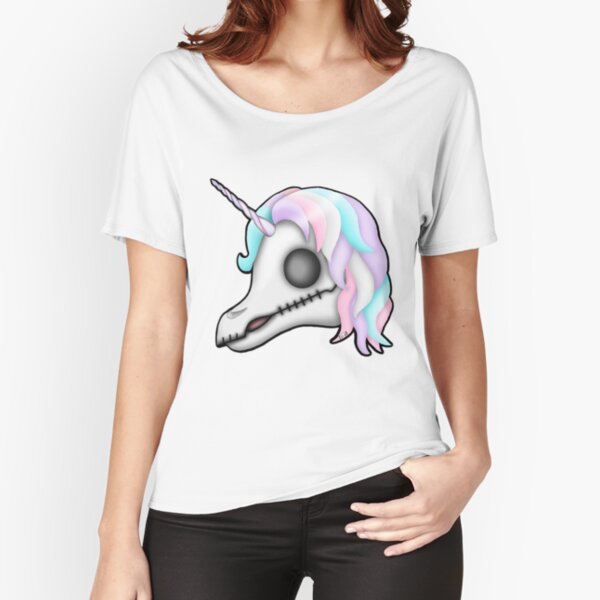 My Little Dead Unicorn | Rainbow Unicorn Skull | White Relaxed Fit T-Shirt
