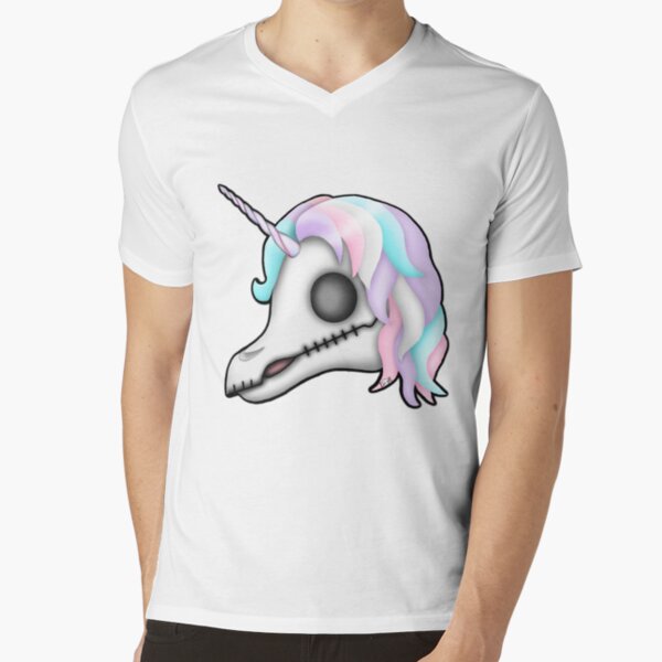 My Little Dead Unicorn | Rainbow Unicorn Skull | White V-Neck T-Shirt
