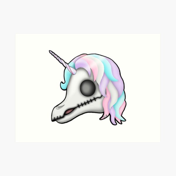 My Little Dead Unicorn | Rainbow Unicorn Skull | White Art Print