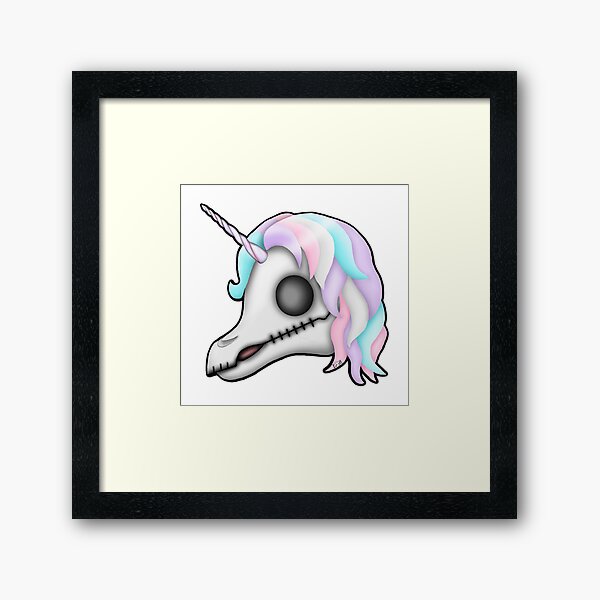 My Little Dead Unicorn | Rainbow Unicorn Skull | White Framed Art Print