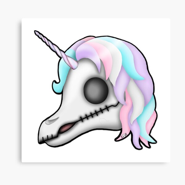 My Little Dead Unicorn | Rainbow Unicorn Skull | White Canvas Print