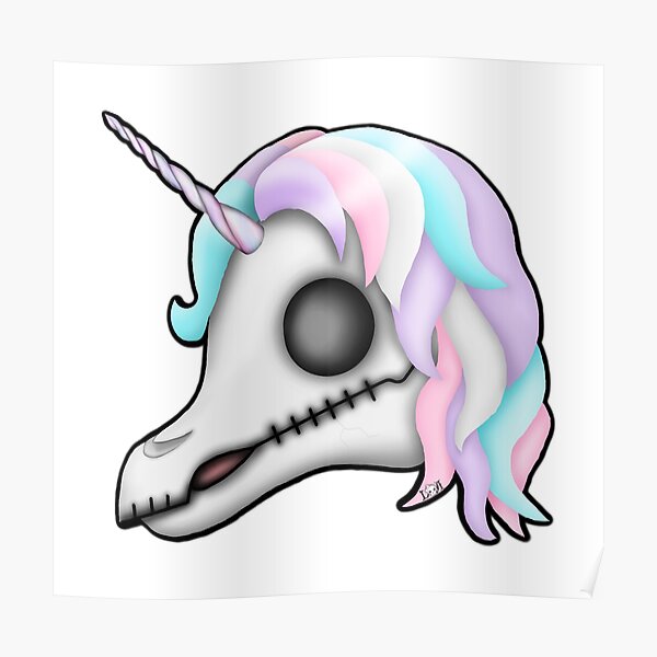My Little Dead Unicorn | Rainbow Unicorn Skull | White Poster
