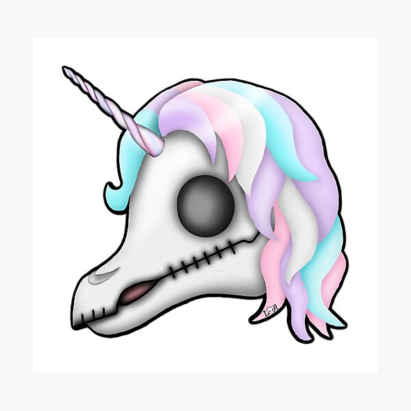 My Little Dead Unicorn | Rainbow Unicorn Skull | White Photographic Print