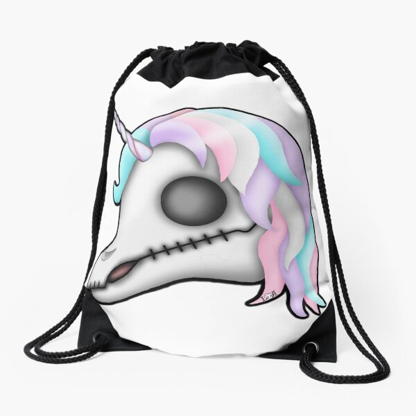 My Little Dead Unicorn | Rainbow Unicorn Skull | White Drawstring Bag