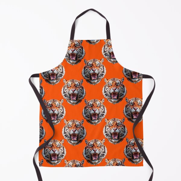 Item preview, Tiger Head Pattern On Orange Background designed and sold by PatternTitan.