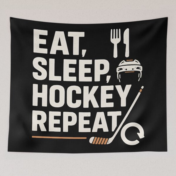 Item preview, “Eat Sleep Hockey Repeat Shirt – For Obsessed Fans Who Bleed Team Colors  designed and sold by WAUZ.