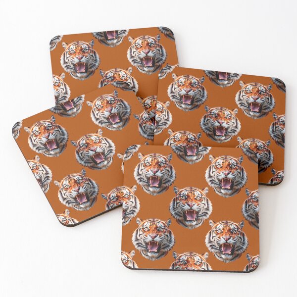 Item preview, Tiger Head Pattern On Brown Background  designed and sold by PatternTitan.