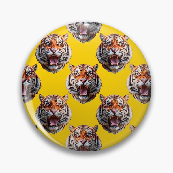 Item preview, Tiger Head Pattern On Yellow Background  designed and sold by PatternTitan.