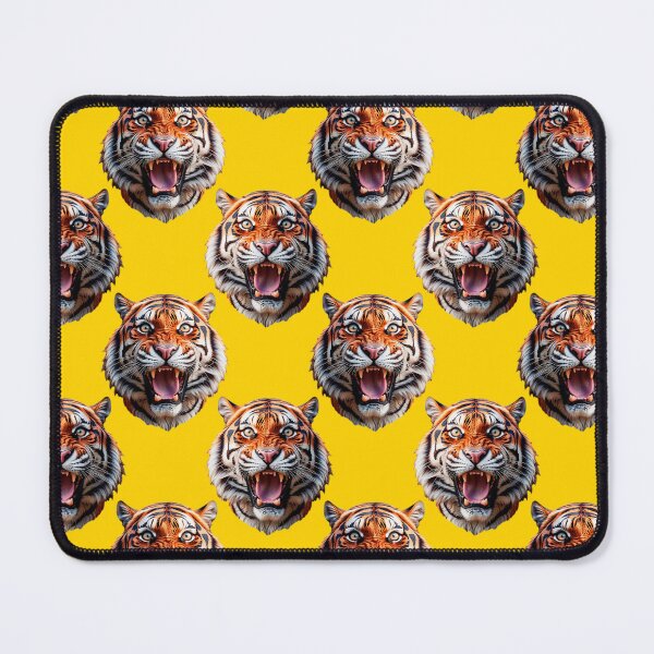 Item preview, Tiger Head Pattern On Yellow Background designed and sold by PatternTitan.