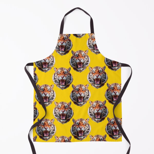 Item preview, Tiger Head Pattern On Yellow Background designed and sold by PatternTitan.