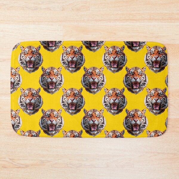 Item preview, Tiger Head Pattern On Yellow Background  designed and sold by PatternTitan.