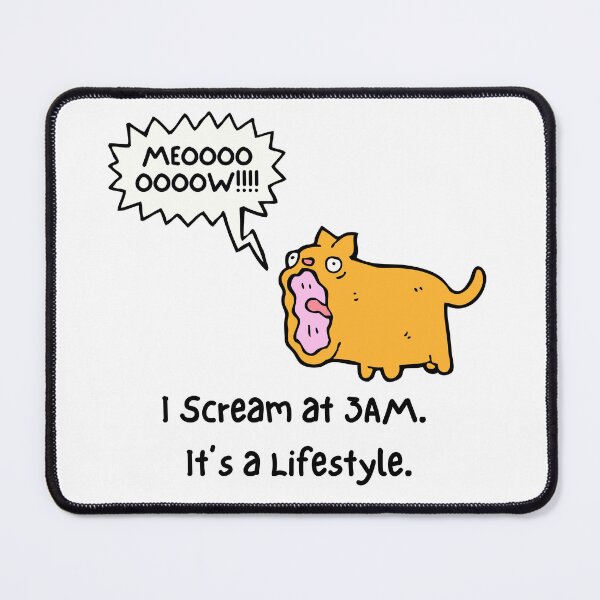Item preview, I Scream At 3 AM Meowing Funny Cartoon Cat designed and sold by suescircus.