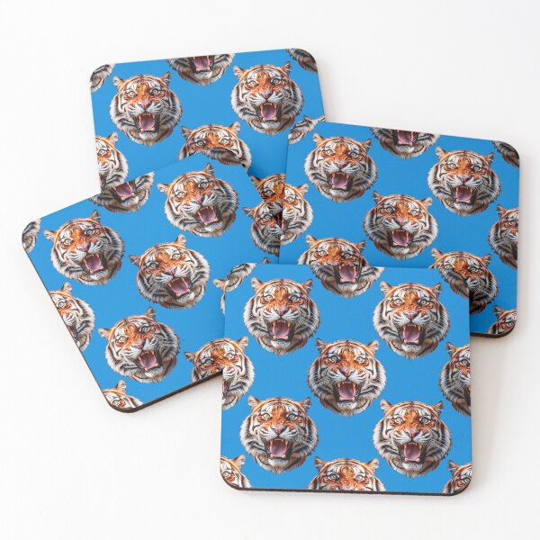 Item preview, Tiger Head Pattern On Blue Background  designed and sold by PatternTitan.