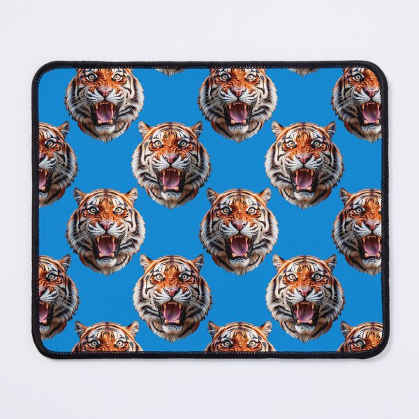 Item preview, Tiger Head Pattern On Blue Background designed and sold by PatternTitan.