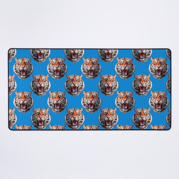 Item preview, Tiger Head Pattern On Blue Background designed and sold by PatternTitan.