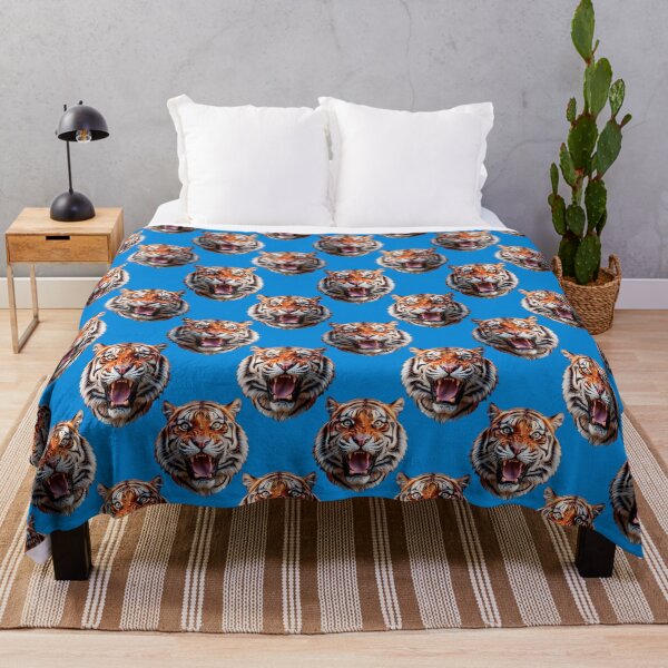 Item preview, Tiger Head Pattern On Blue Background  designed and sold by PatternTitan.