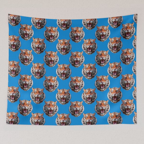 Item preview, Tiger Head Pattern On Blue Background  designed and sold by PatternTitan.