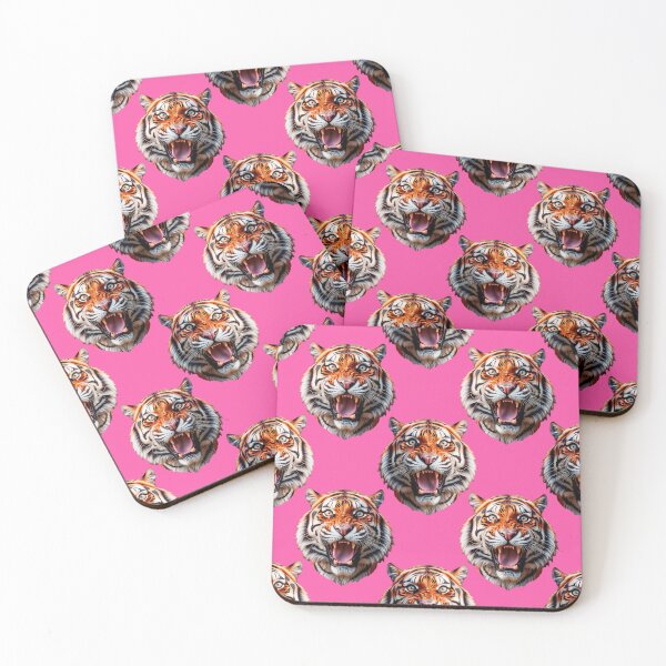 Item preview, Tiger Head Pattern On Pink Background  designed and sold by PatternTitan.