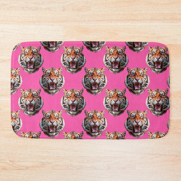 Item preview, Tiger Head Pattern On Pink Background  designed and sold by PatternTitan.