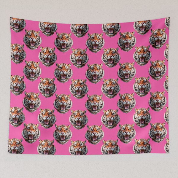 Item preview, Tiger Head Pattern On Pink Background  designed and sold by PatternTitan.