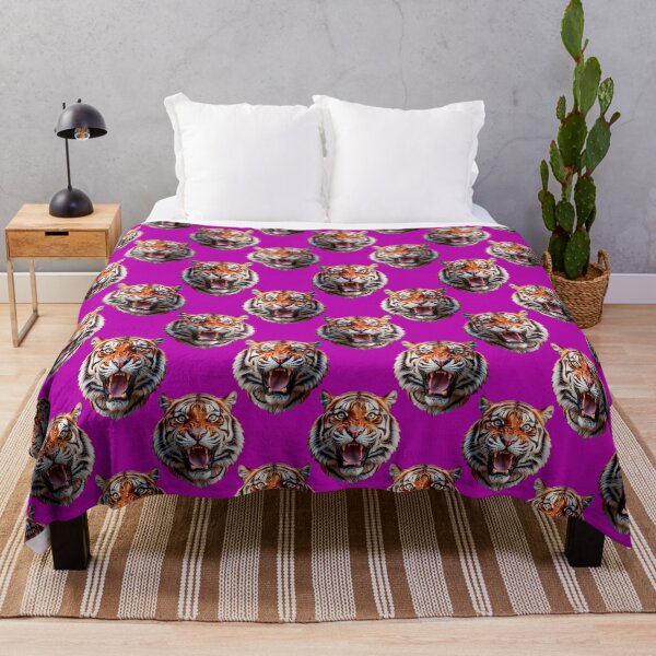 Item preview, Tiger Head Pattern On Purple Background  designed and sold by PatternTitan.