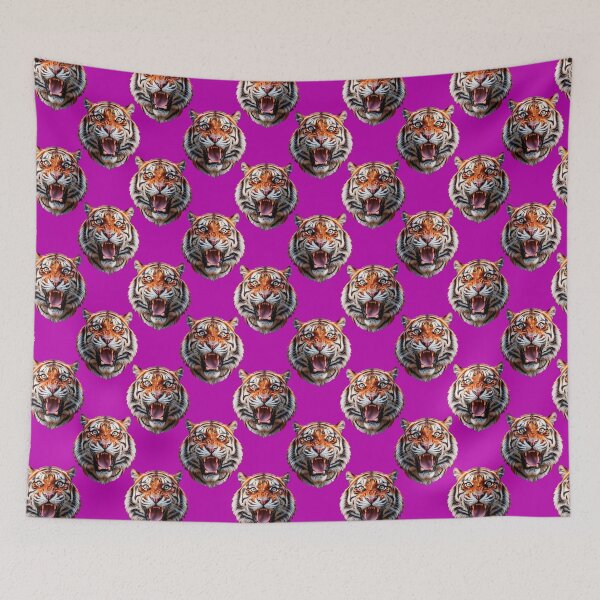 Item preview, Tiger Head Pattern On Purple Background  designed and sold by PatternTitan.