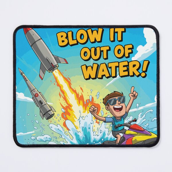 Item preview, Blow It Out of the Water – Funny Jet Ski Cartoon with Rockets designed and sold by -DEEWOLF-.