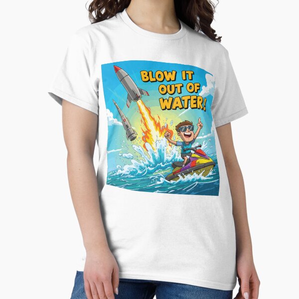 Item preview, Blow It Out of the Water – Funny Jet Ski Cartoon with Rockets designed and sold by -DEEWOLF-.