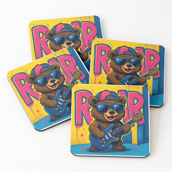 Item preview, Roar Bear Guitarist | Fun Street Art Style designed and sold by Ironzoulz.