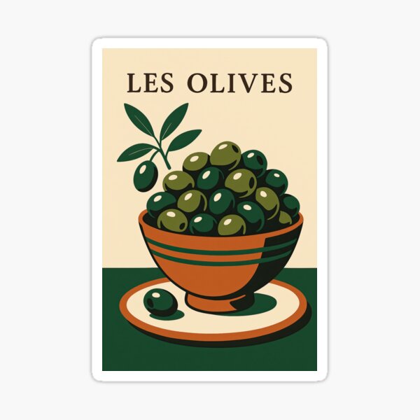 Item preview, Les Olives - Vintage French Olive Bowl Kitchen Art Print designed and sold by R3d Cars Posters.