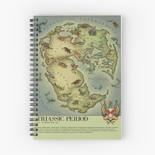 Item preview, TRIASSIC period map (vintage syle) Medieval Bestiary. Pangea Map designed and sold by Mario Lanzas.