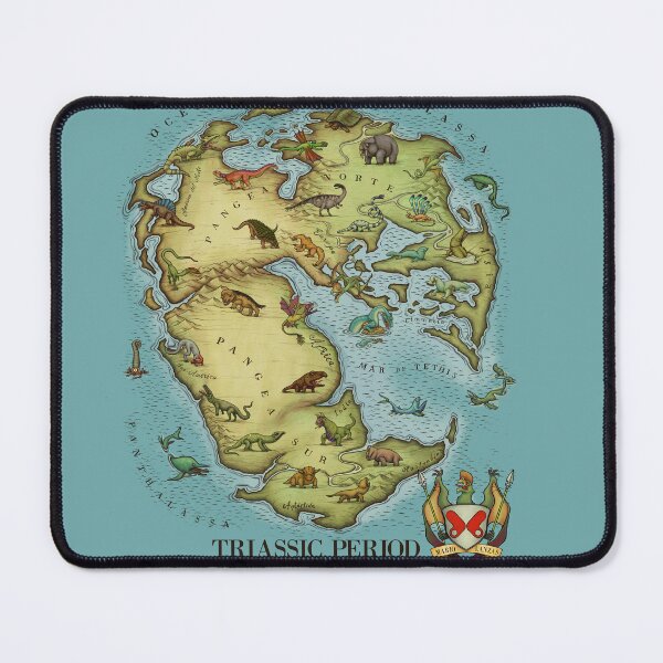 Item preview, TRIASSIC period map (vintage syle) Medieval Bestiary. Pangea Map designed and sold by Mario Lanzas.