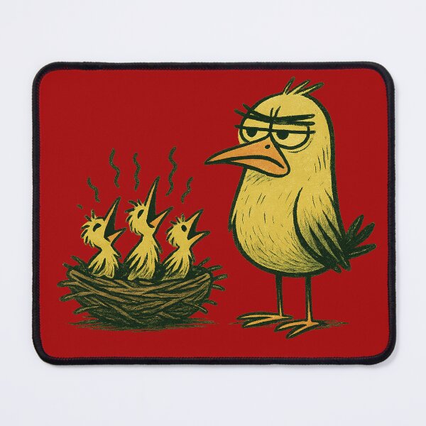Item preview, Annoyed bird with chicks – funny cartoon design designed and sold by Print-Zoo.