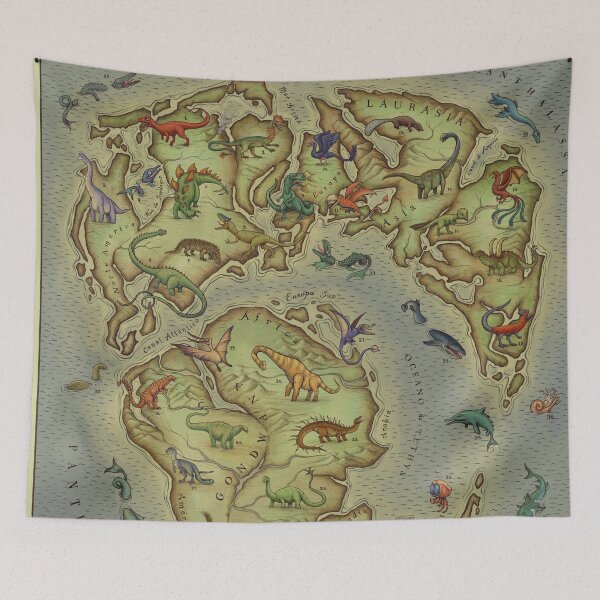 Item preview, JURASSIC PERIOD MAP (vintage style) medieval bestiary designed and sold by Mario Lanzas.