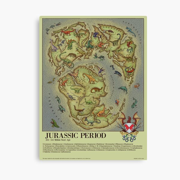 Item preview, JURASSIC PERIOD MAP (vintage style) medieval bestiary designed and sold by Mario Lanzas.