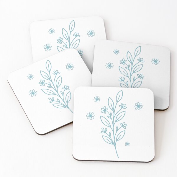 Item preview, Light blue branch with leaves and flowers designed and sold by EchoOfSilence.