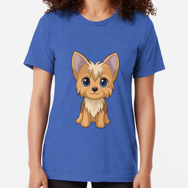 Adorable Yorkshire Puppy with Big Eyes Tri-blend T-Shirt